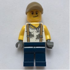 Mechanic, Dirty White Shirt with Suspenders, Dark Blue Legs, Dark Tan Cap (fig-007750)