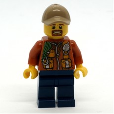 Explorer, Jacket with Pouches, Radio, and Rope, Dark Tan Cap, Goatee Beard (fig-007757)