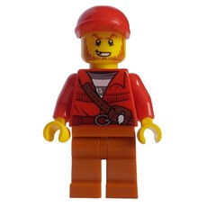 Criminal, Red Jacket over Prison Shirt, Red Cap (fig-007763)