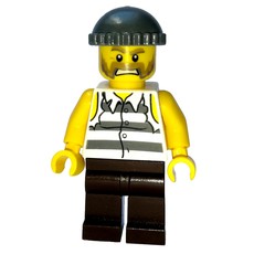 Criminal, Torn Prison Shirt, Dark Brown Legs, Dark Bluish Gray Hat (fig-007772)