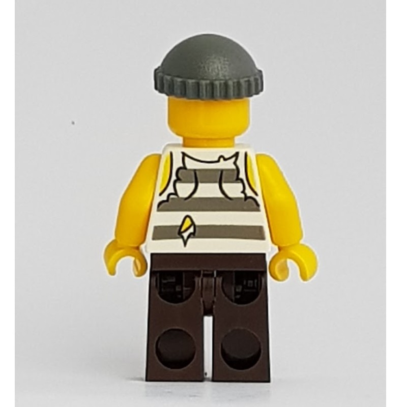 LEGO Set fig-007772 Criminal, Torn Prison Shirt, Dark Brown Legs, Dark ...