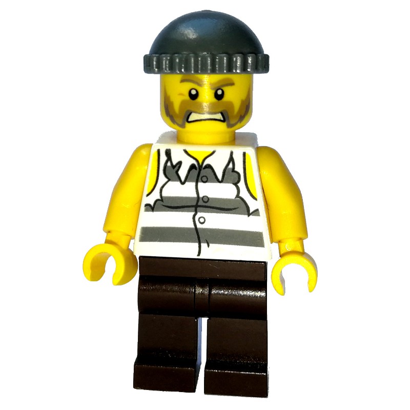 LEGO Set fig-007772 Criminal, Torn Prison Shirt, Dark Brown Legs, Dark ...