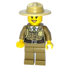 Forest Police / Ranger, Woman, Dark Tan Shirt with Olive Green Tie and Badge, Dark Tan Legs, Tan Campaign Hat (fig-007773)