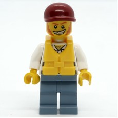 Criminal, Overalls over Prison Shirt, Dark Red Cap, Yellow Life Vest (fig-007779)
