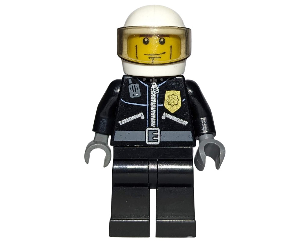 LEGO Set fig-007786 Policeman, Black Jacket with Zipper, Radio, Badge ...