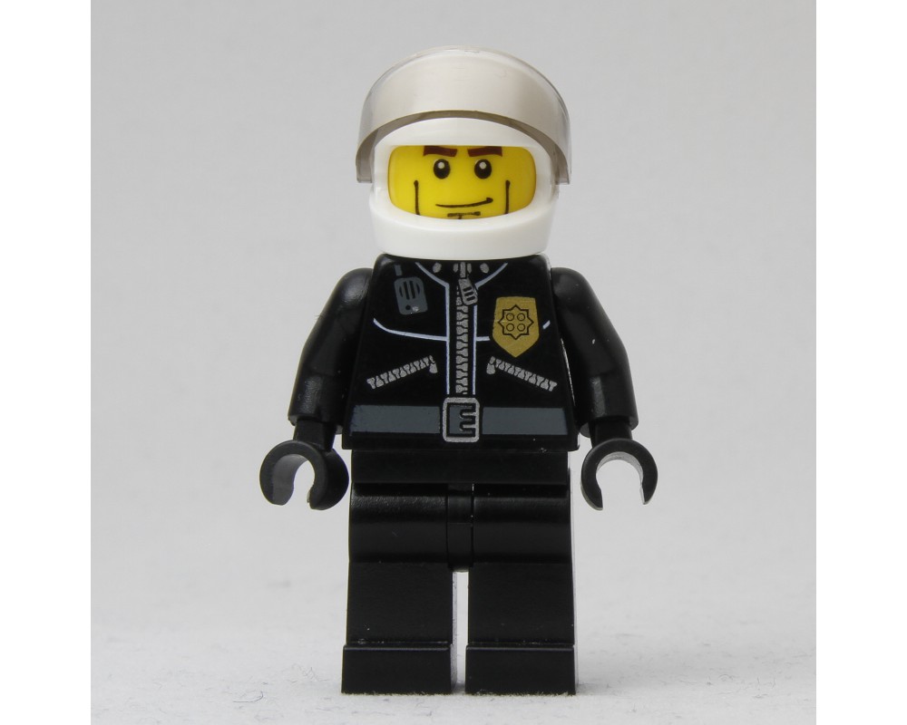 LEGO Set fig-007786 Policeman, Black Jacket with Zipper, Radio, Badge ...