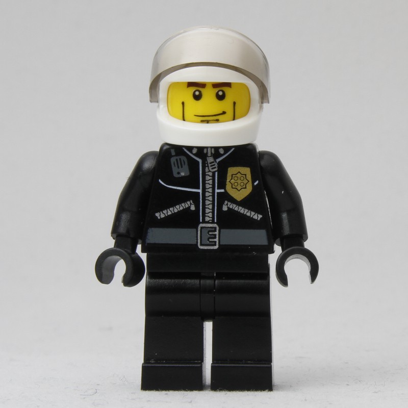 LEGO Set fig-007786 Policeman, Black Jacket with Zipper, Radio, Badge ...