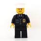 Policeman, Black Jacket with Pocket and Badge, White Hat, Open Mouth