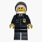 Policeman, Black Suit with Badge, White Helmet with Visor