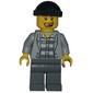 Criminal, Open Light Bluish Gray Jacket over Prison Shirt, Dark Bluish Gray Legs, Black Hat, Missing Tooth (3626b Head)