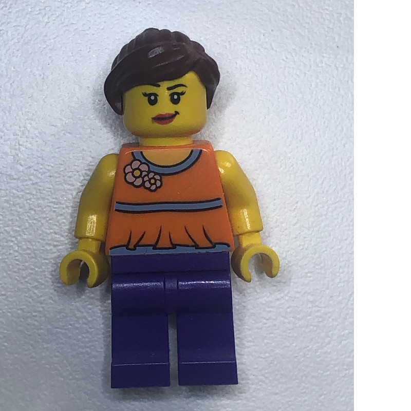 LEGO Set fig-007819 Orange Torso, Dark Purple Legs, Reddish Brown Hair ...