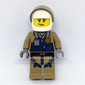 Policewoman, Dark Blue Vest over Dark Tan Jacket with Zipper and Badge, White Helmet with Visor