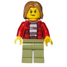 Criminal, Woman, Open Red Flannel Shirt over Prison Shirt, Medium Nougat Hair (fig-007836)