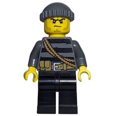 Criminal, Black Striped Top with Rope, Dark Bluish Gray Hat, Stubble (fig-007837)