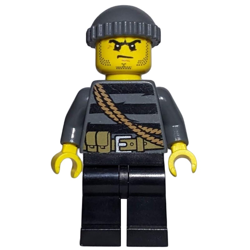 LEGO Set fig-007837 Criminal, Black Striped Top with Rope, Dark Bluish ...