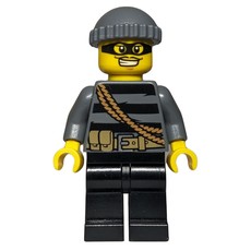 Criminal, Black Striped Top with Rope, Dark Bluish Gray Hat, Black Eyemask (fig-007845)