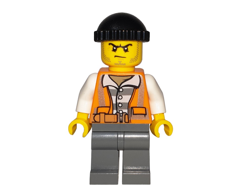 LEGO Set fig-007851 Criminal, Open Orange Safety Vest Over Prison Shirt ...