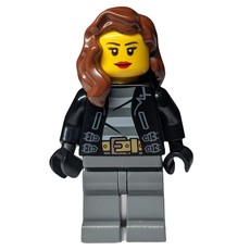 Criminal, Woman, Open Black Jacket over Prison Shirt, Reddish Brown Hair (fig-007854)