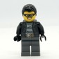 Criminal, Open Black Jacket over Prison Shirt, Dark Bluish Grey Legs, Black Hair, Black Eyemask