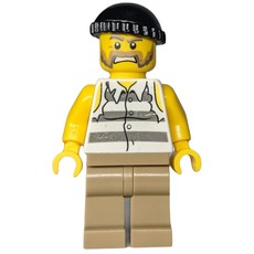 Criminal, Torn Prison Shirt, Dark Tan Legs, Black Hat, Beard (fig-007862)