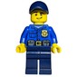 Policeman, Blue Shirt with Badge and Pouches, Dark Blue Legs, Dark Blue Cap