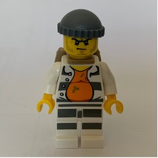 Criminal, Open Prison Shirt #18675 over Orange Top, Dark Bluish Gray Hat, Dark Tan Backpack, Stubble (fig-007877)