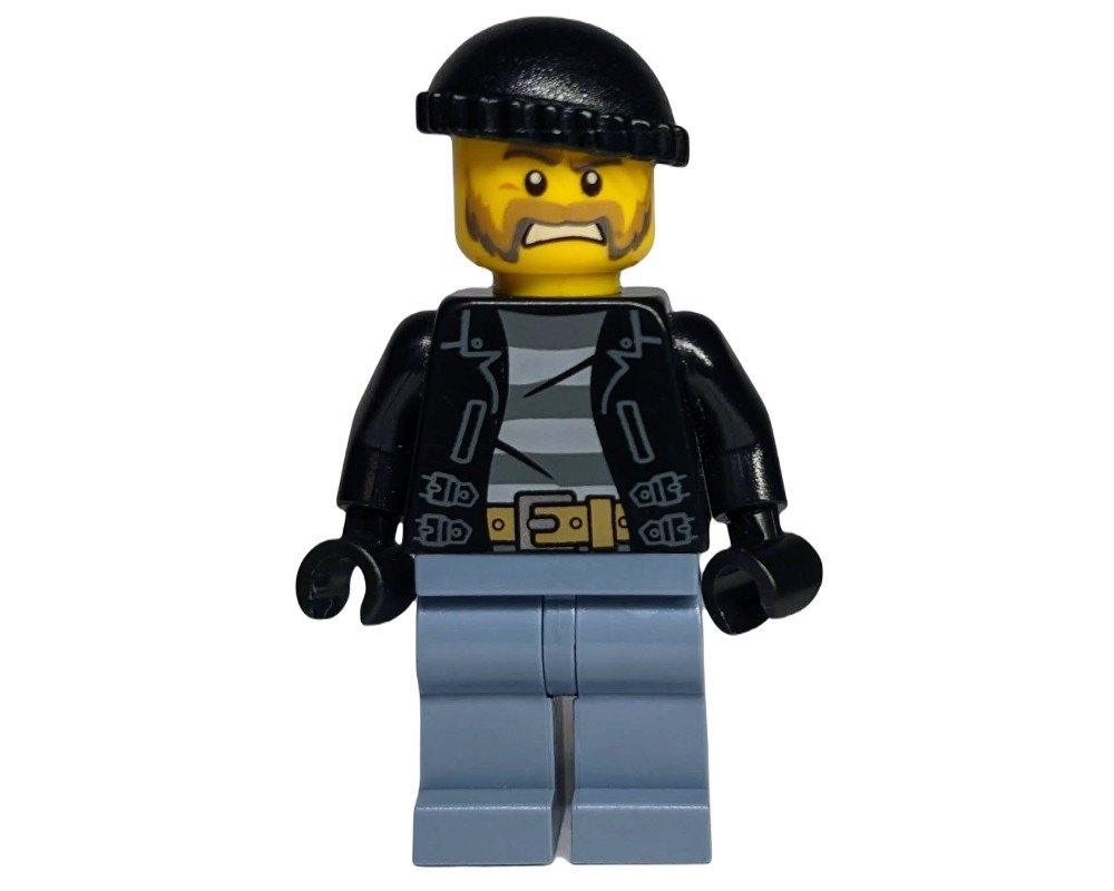 LEGO Set fig-007879 Criminal, Open Black Jacket over Prison Shirt, Sand ...