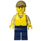 Swamp Police / Ranger, Tan Shirt with Badge and Radio, Dark Blue Legs, Dark Tan Cap, Yellow Life Vest