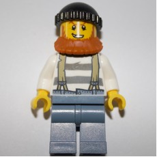 Criminal, Prison Shirt with Suspenders, Black Hat, Dark Orange Beard (fig-007883)