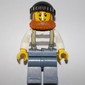 Criminal, Prison Shirt with Suspenders, Black Hat, Dark Orange Beard