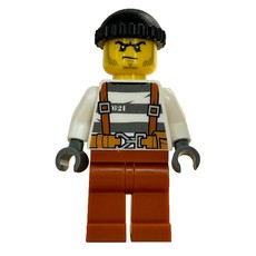 Criminal Barry Barrel, Prison Shirt with Suspenders and Belt, Black Hat (fig-007899)