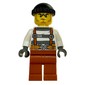 Criminal Barry Barrel, Prison Shirt with Suspenders and Belt, Black Hat