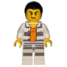 Criminal Carl Cold, Open Prison Shirt #86737 over Orange Top, Black Hair (fig-007901)