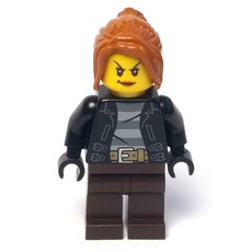 Criminal, Woman, Open Black Jacket over Prison Shirt, Dark Brown Legs, Dark Orange Hair (fig-007902)