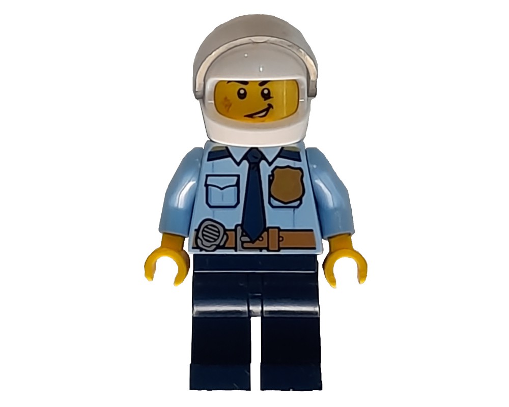 LEGO Set fig-007910 Policeman, Bright Light Blue Shirt with Dark Blue ...