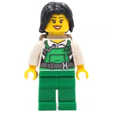 Criminal, Woman, Green Overalls over Prison Shirt, Black Hair, Backpack (fig-007912)