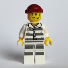Criminal, Prison Shirt with #86753, Dark Red Hat, Headset (fig-007918)