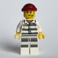 Criminal, Prison Shirt with #86753, Dark Red Hat, Headset