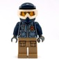 Policewoman, Sand Blue Vest with Zipper, Radio, Badge and Pouches, Tan Legs, Dark Blue Dirt Bike Helmet with Goggles