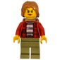 Criminal, Woman, Open Red Flannel Shirt over Prison Shirt, Medium Nougat Hair, Backpack