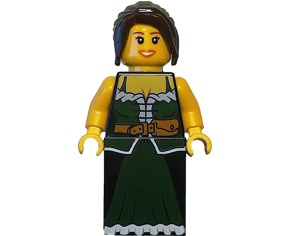 LEGO Set fig-007929 Barmaid - Dark Green Torso, Dark Bluish Grey Slope ...