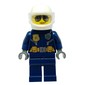 Policewoman, Dark Blue Jacket with Radio, Badge, and Belt with Pouches, White Helmet with Trans-Clear Visor, Sunglasses