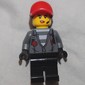 Criminal, Woman, Open Dark Bluish Gray Jacket with Zipper over Prison Shirt, Red Cap with Hair
