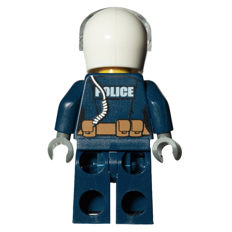 LEGO Set fig-007952 Policewoman, Blue Trans-Clear with White Badge, Dark Belt and - | Smirk Build Rebrickable Visor, with with Jacket with LEGO Radio, Helmet Pouches