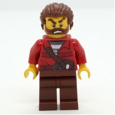 Criminal, Red Jacket over Prison Shirt, Reddish Brown Hair, Beard (fig-007963)