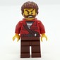 Criminal, Red Jacket over Prison Shirt, Reddish Brown Hair, Beard