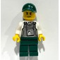 Security Guard, Dark Bluish Gray Vest with ID Badge, Dark Green Cap