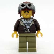 Criminal, Open Dark Brown Jacket over Prison Shirt, Reddish Brown Hat with Goggles (fig-007968)