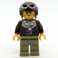 Criminal, Open Dark Brown Jacket over Prison Shirt, Reddish Brown Hat with Goggles