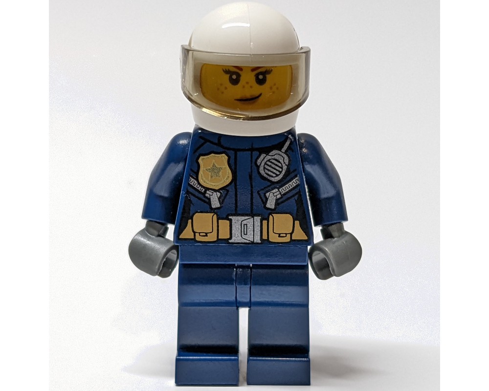 LEGO Set fig-007971 Policewoman, Dark Blue Jacket with Radio and Badge ...